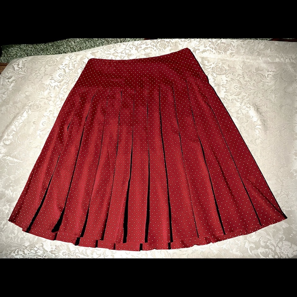 Vintage THEORY White Dot on Cherry Silk Skirt sz 4